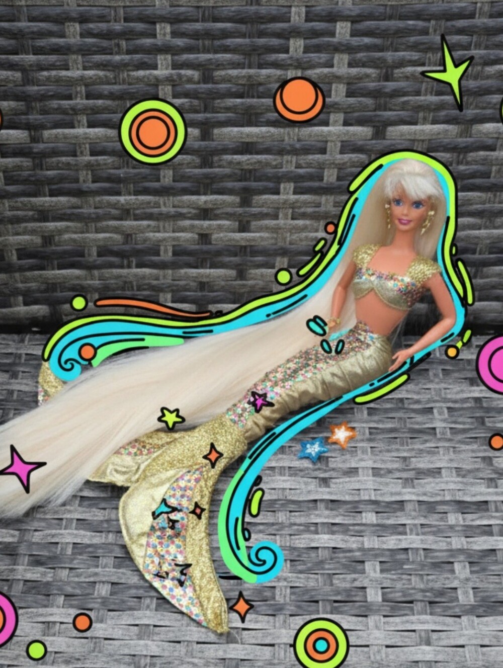 🌟Iconic VTG 1995 Jewel Hair Mermaid Barbie Doll Longest Hair EVC🌟🧜‍♀️